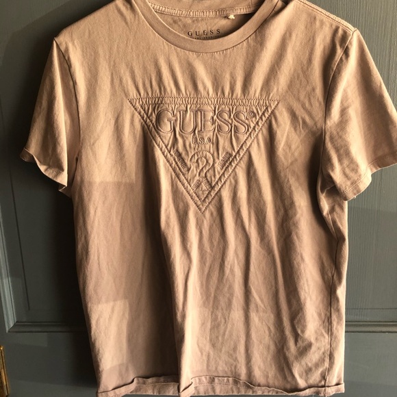 tan guess shirt